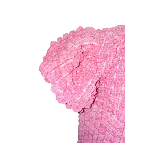 THML Womens Pink Smocked Bubble Poof Sleeve Top S Princess Cottage Core Prairie - Picture 7 of 10